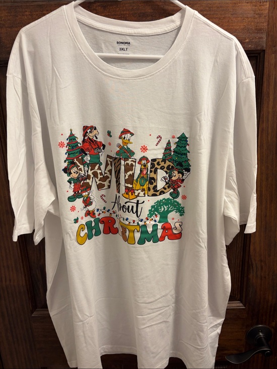 Sonoma Other - Sonoma White Holiday Graphic Tee with Multi-Color Print
